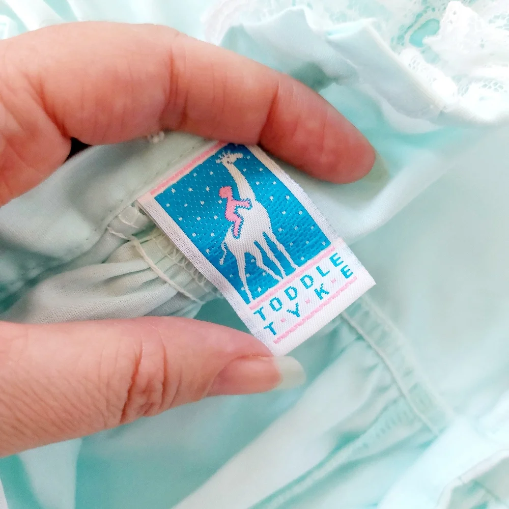 80s Infant Romper Light‎ Blue Ruffle Bum size 6m Toddle Tyke Cottagecore